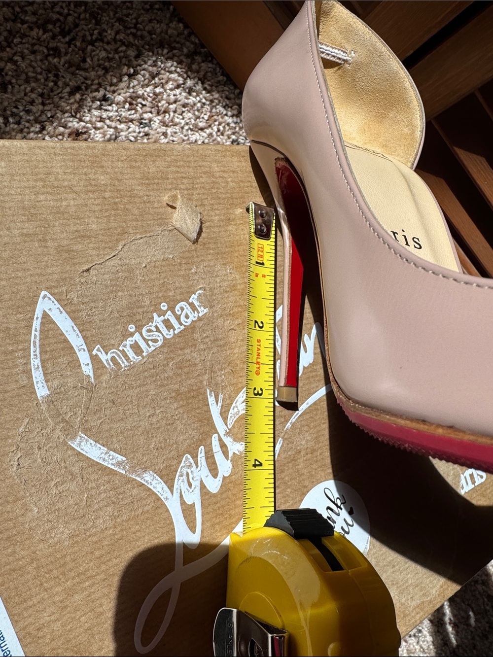 Authentic Christian Louboutin 37 Blush Pink/Taupe high heels - Picture 13 of 16